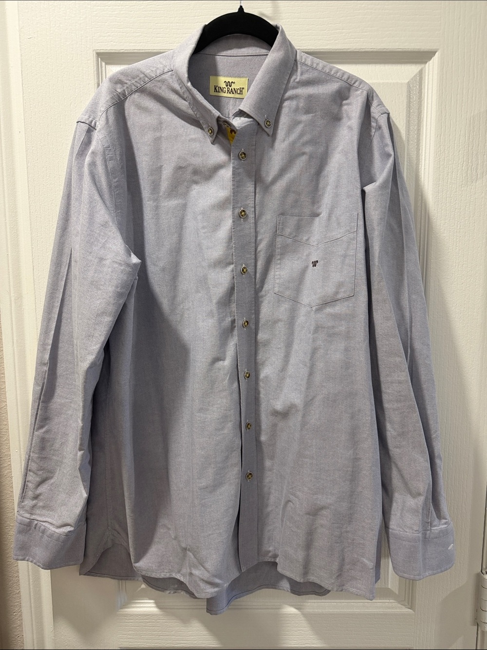 King Ranch Men’s Light Blue Button-Down Oxford Shirt with Duck details XL